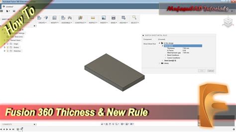 fusion 360 change sheet metal thickness|fusion 360 sheet metal rules.